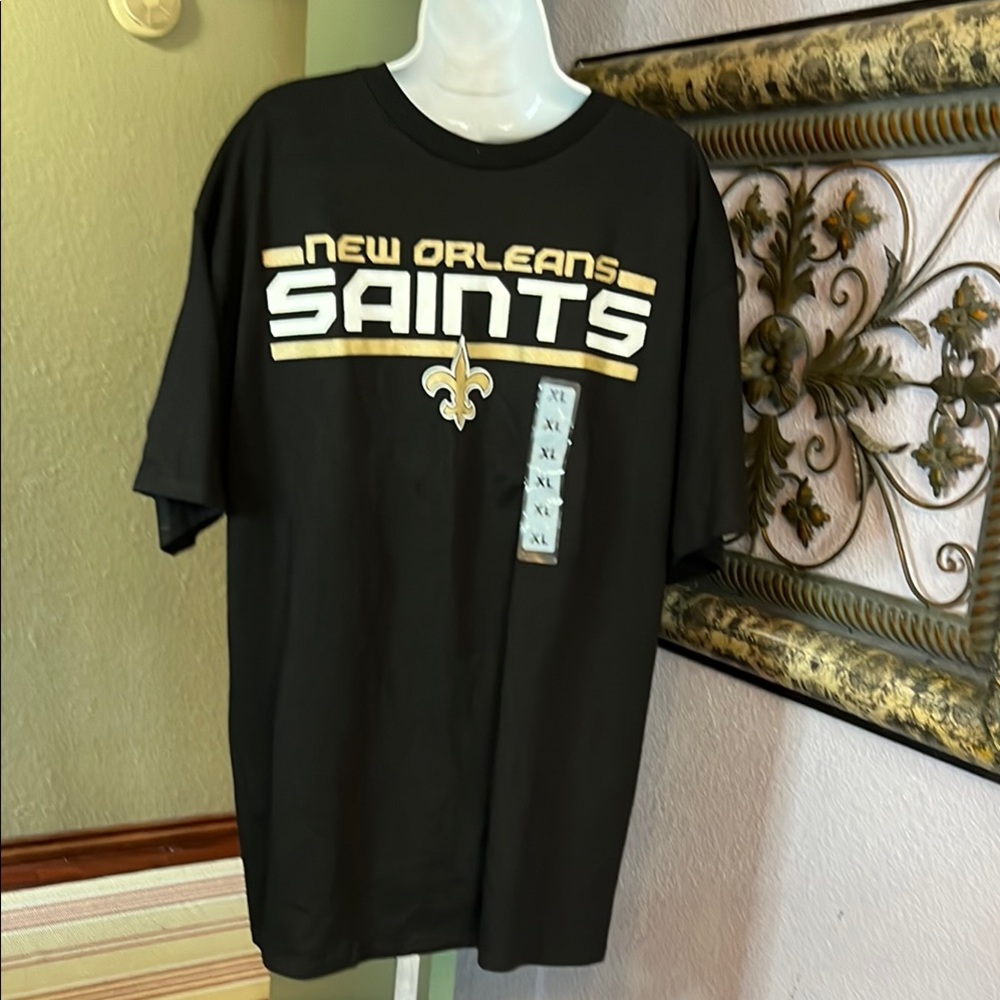 NWT NFL Team Apparel-New Orleans Saints Black and Gold Logo Tees - SS Sz XL Men💚